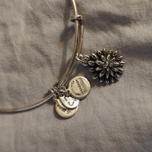 Alex and Ani Water Lily Silver Charm Bangle Bracelet